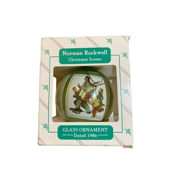 Vintage Norman Rockwell, Christmas, 1986 glass postman ornament in box - Picture 2 of 3